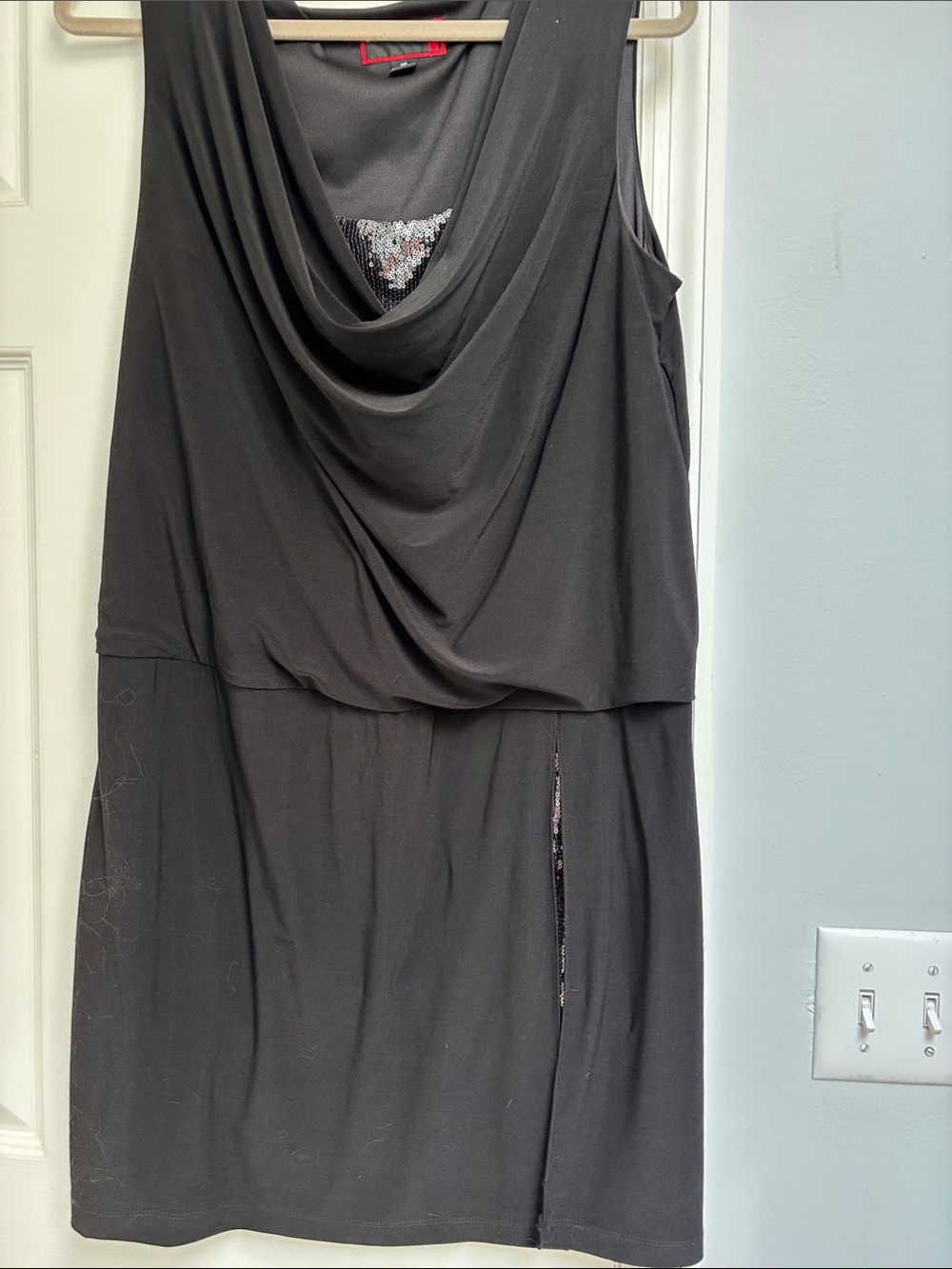 Scarlett Black Draped Cowl Neck Mini Dress